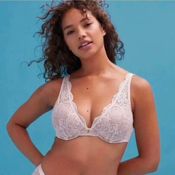 Thirdlove Lace Contour Plunge Bra Blush Pastel Pink Sz. 42E - Picture 1 of 5